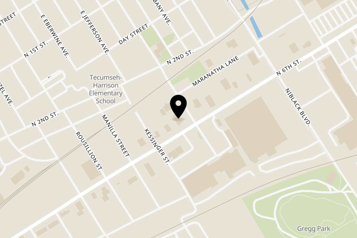Map showing the location of Dogwood Barbeque on 2232 N 6th St in Vincennes